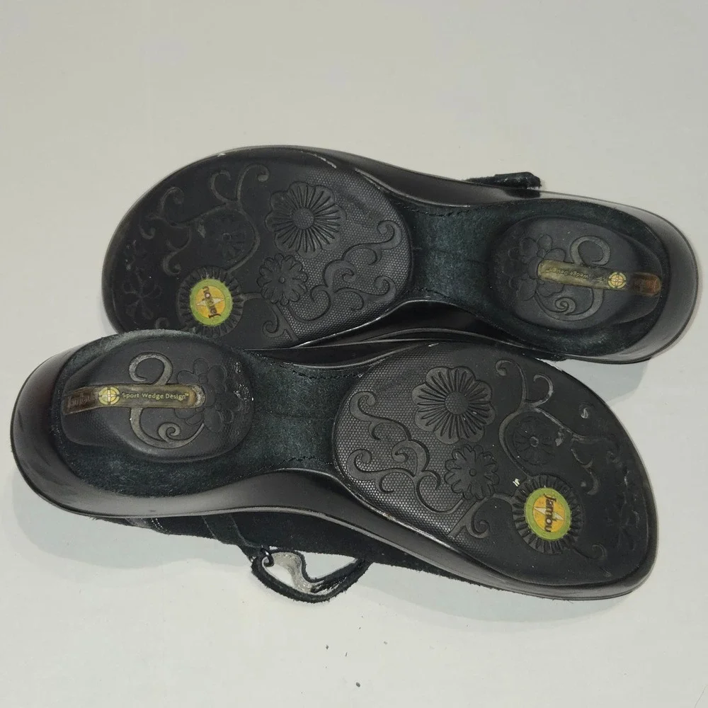 Jambu Lido Mary Jane Sport Wedge Shoes Womens 9.5 Black Suede Comfort Walking